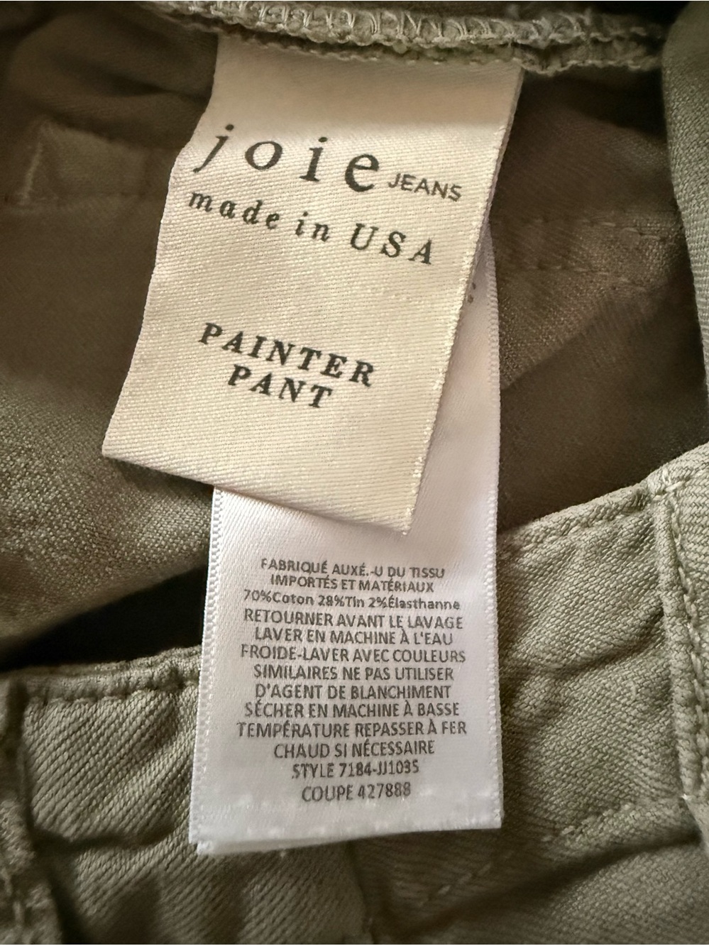 Joie Painter Pant - Olive Green